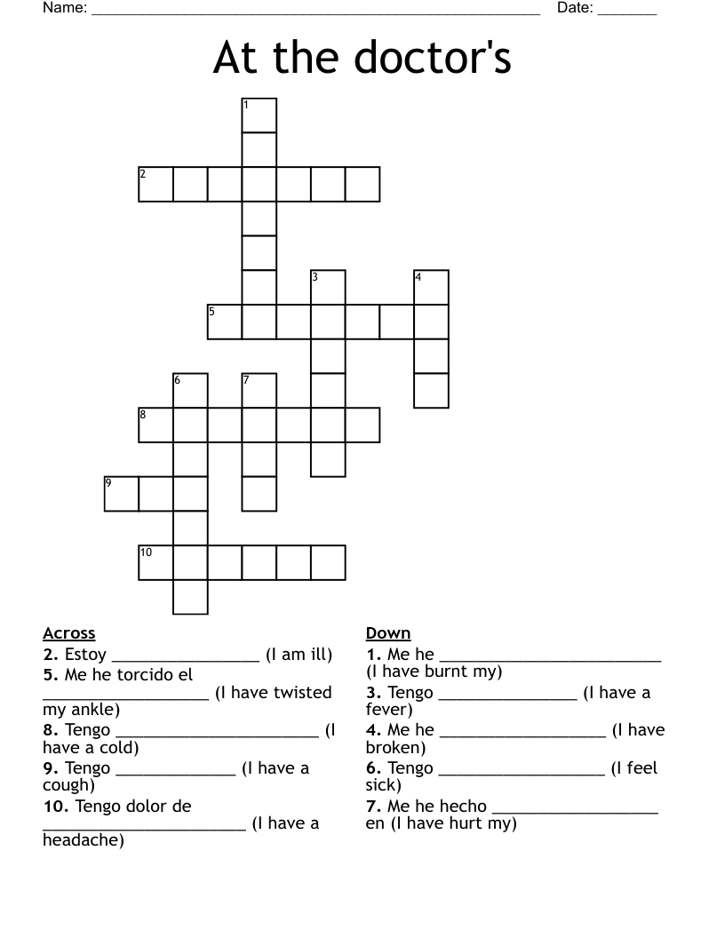 At the doctor's  Crossword