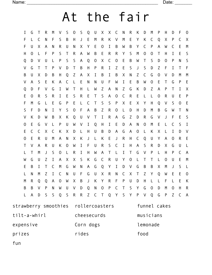 At the fair Word Search