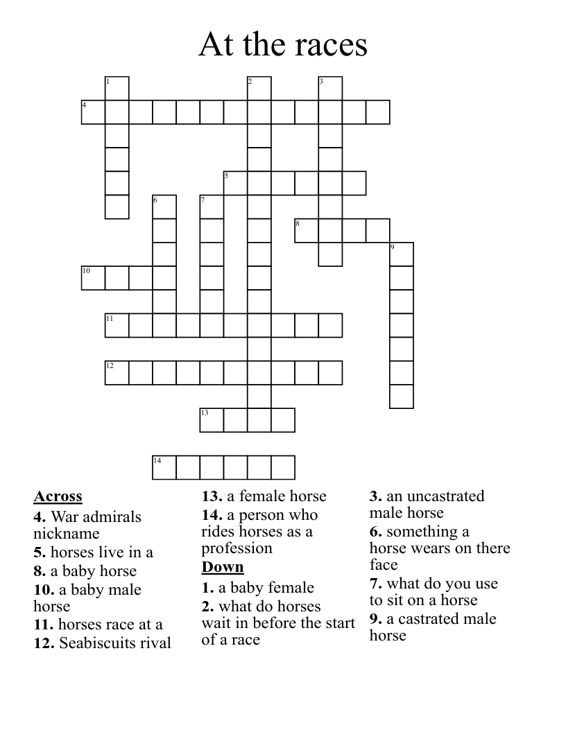 At the races Crossword