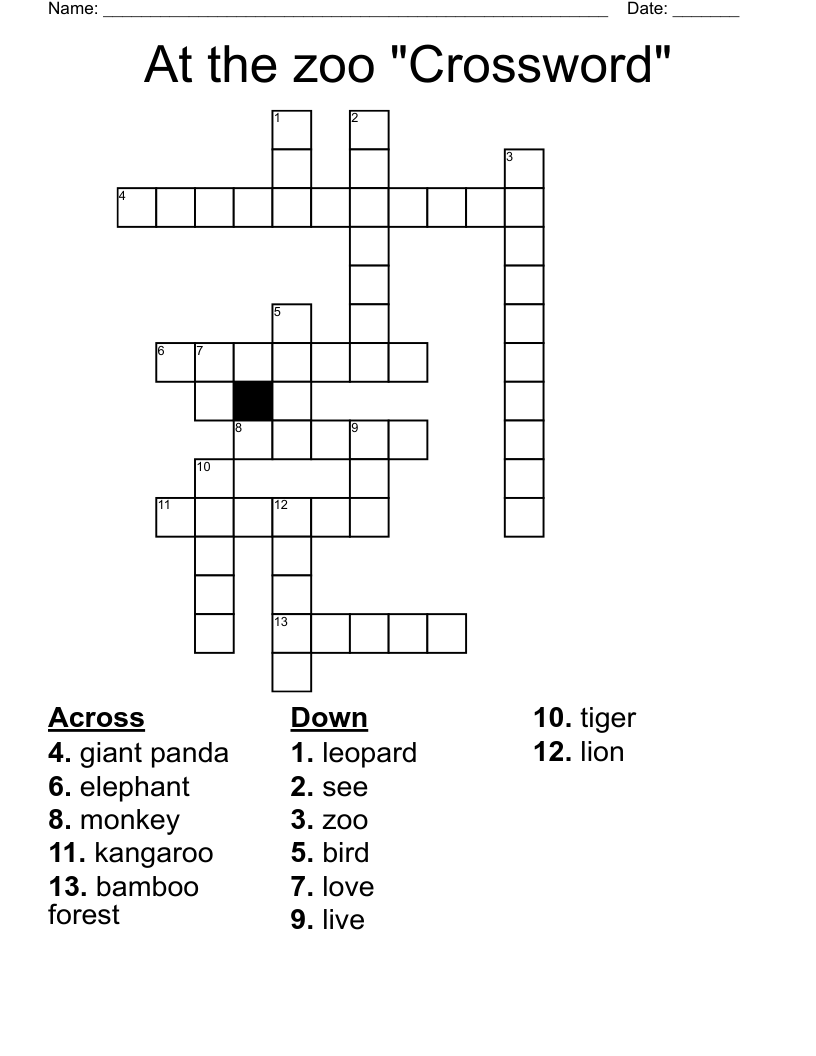 At the zoo "Crossword"