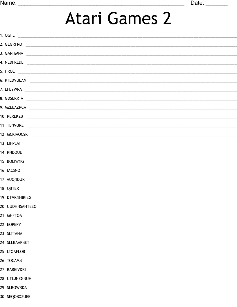 Atari Games 2 Word Scramble