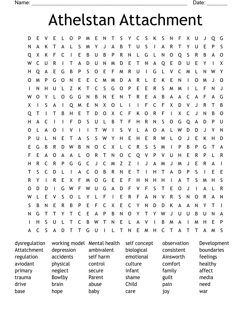 Athelstan Attachment Word Search