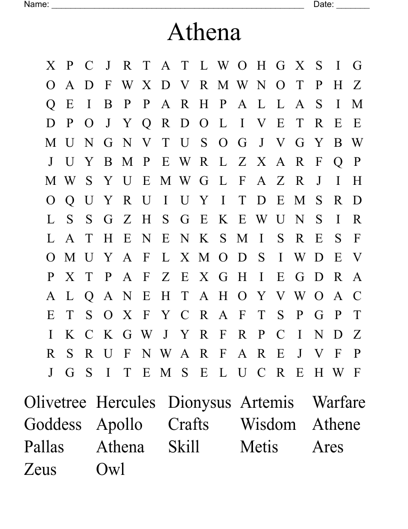 Athena Word Search