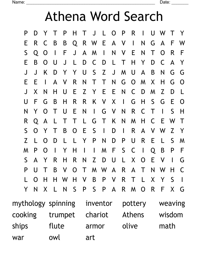 Athena Word Search