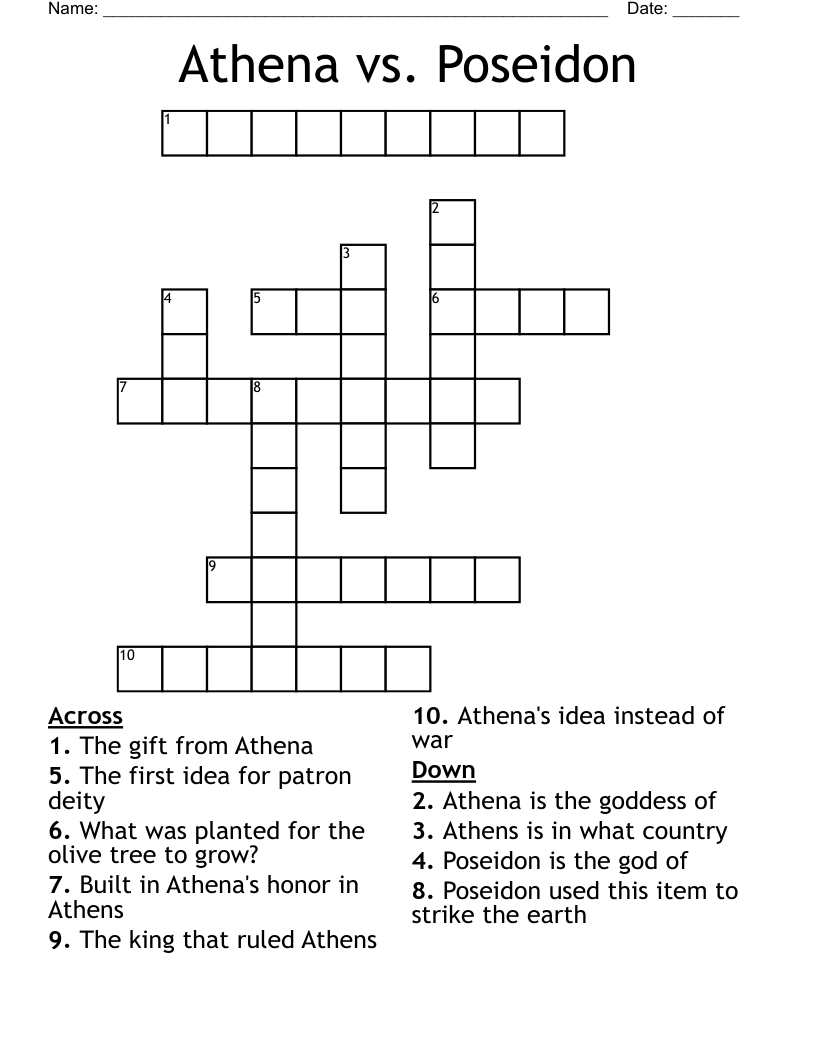 Athena vs. Poseidon Crossword