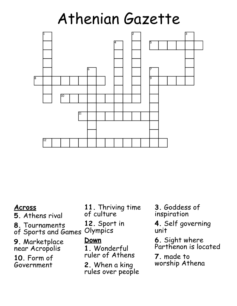 Athenian Gazette Crossword