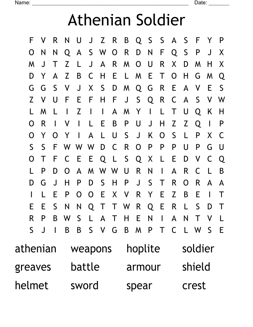 Athenian Soldier Word Search