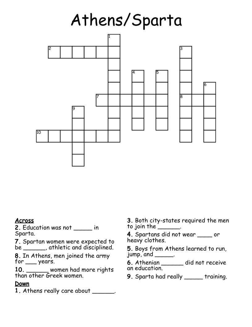 Athens/Sparta Crossword