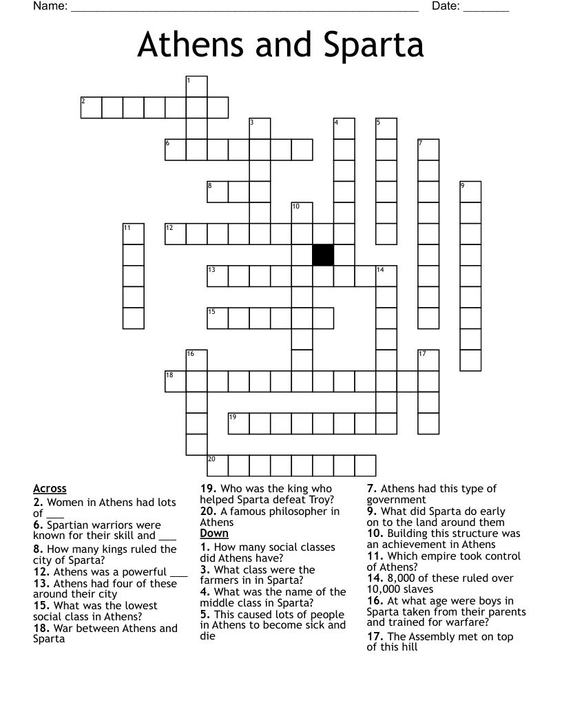 Athens and Sparta Crossword