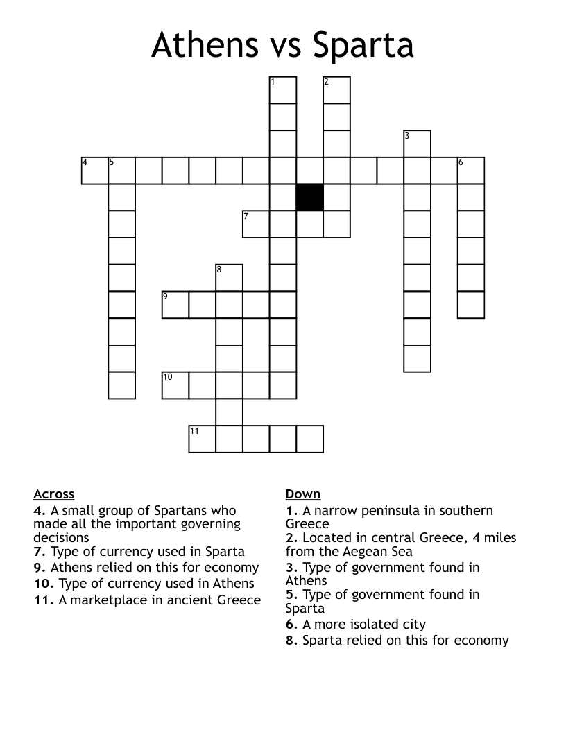 Athens vs Sparta Crossword