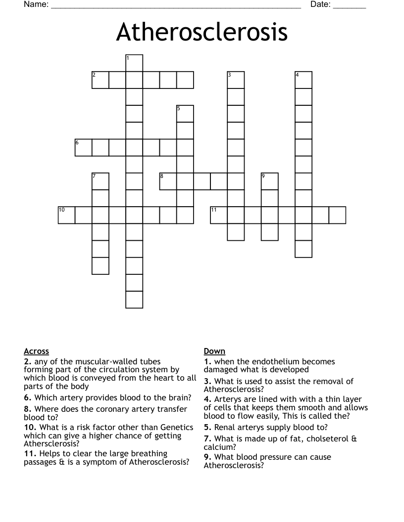 Atherosclerosis  Crossword