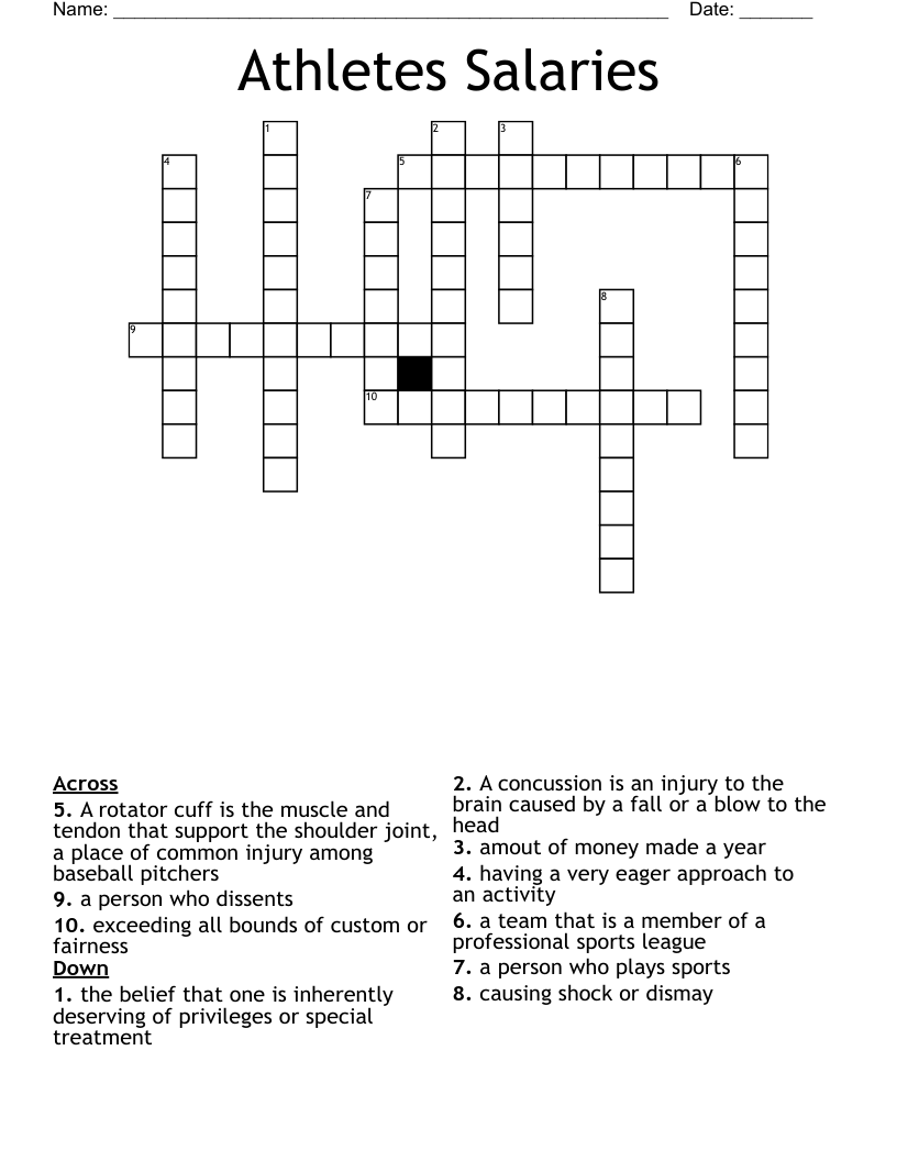 Athletes Salaries Crossword