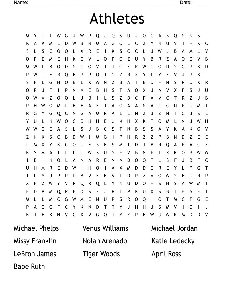 Athletes  Word Search