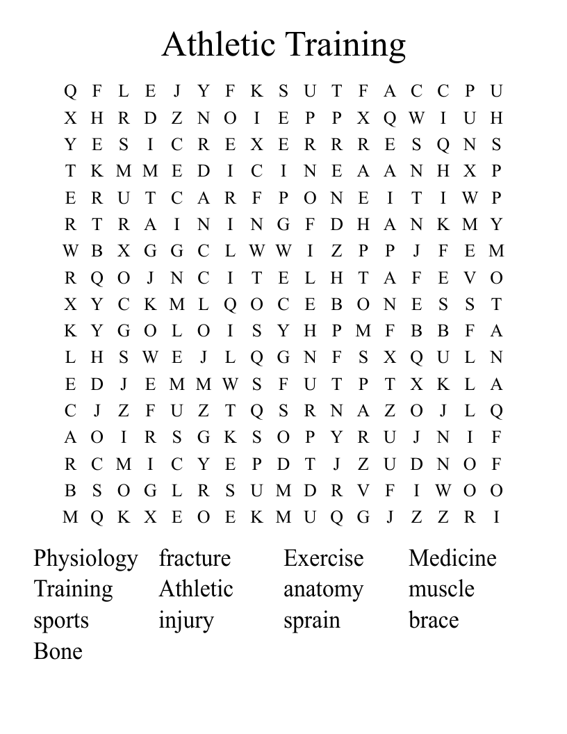 Athletic Training Word Search