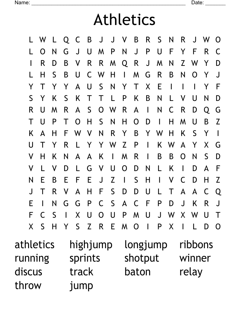 Athletics Word Search