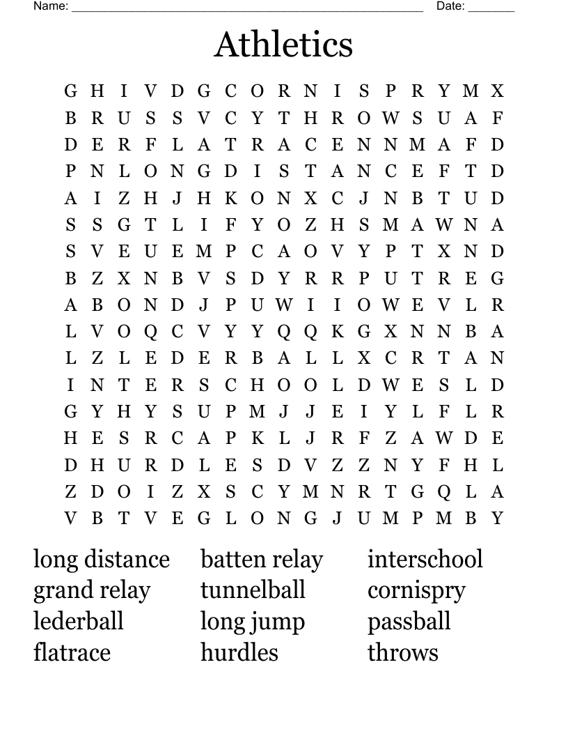 Athletics Word Search