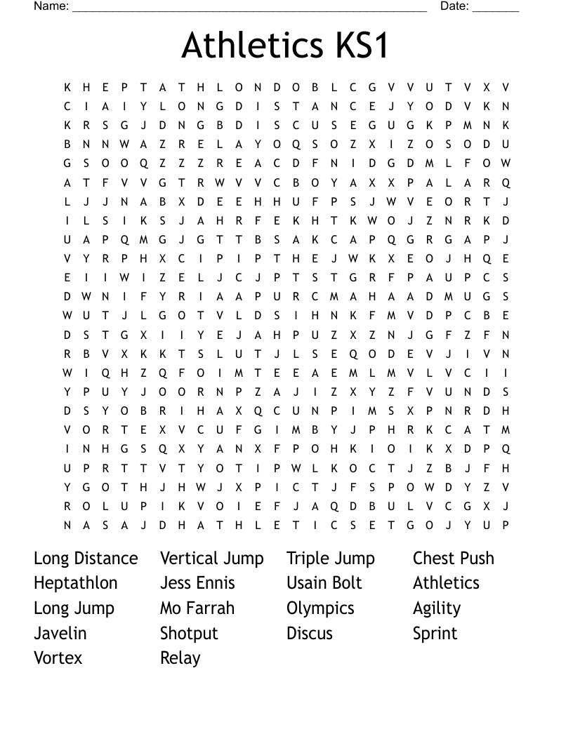 Athletics KS1 Word Search