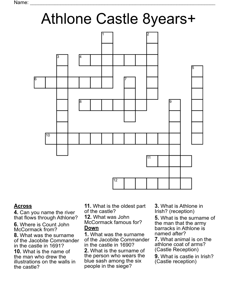 Athlone Castle 8years+ Crossword