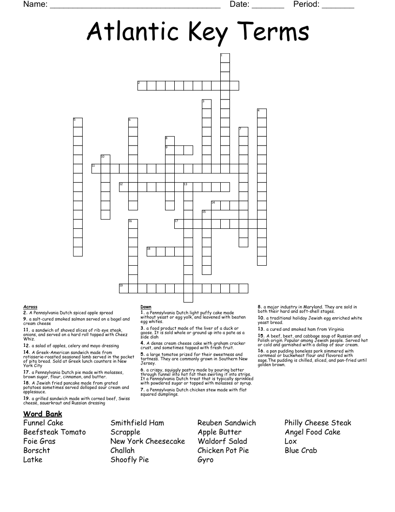 Atlantic Key Terms Crossword