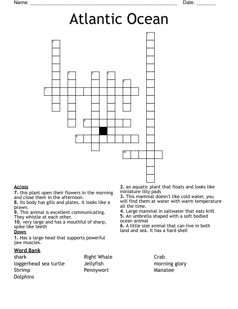 Atlantic Ocean Crossword