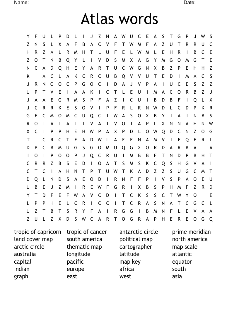 Atlas words Word Search
