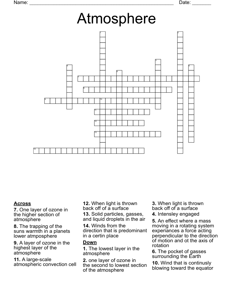 Atmosphere Crossword