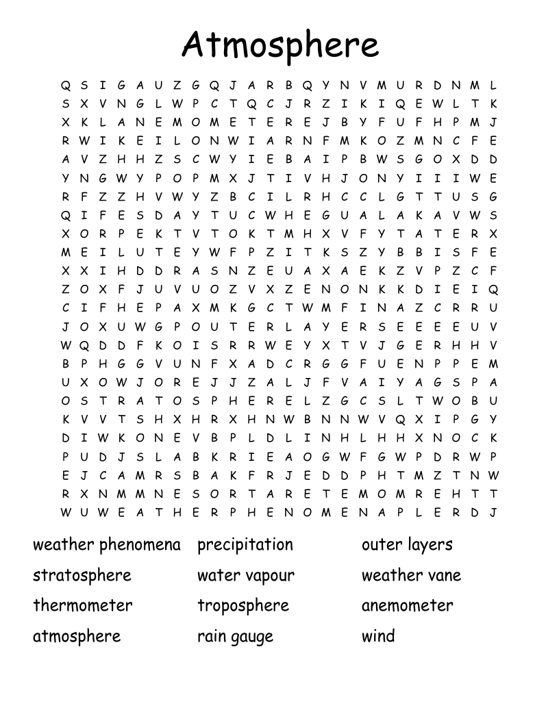 Atmosphere Word Search