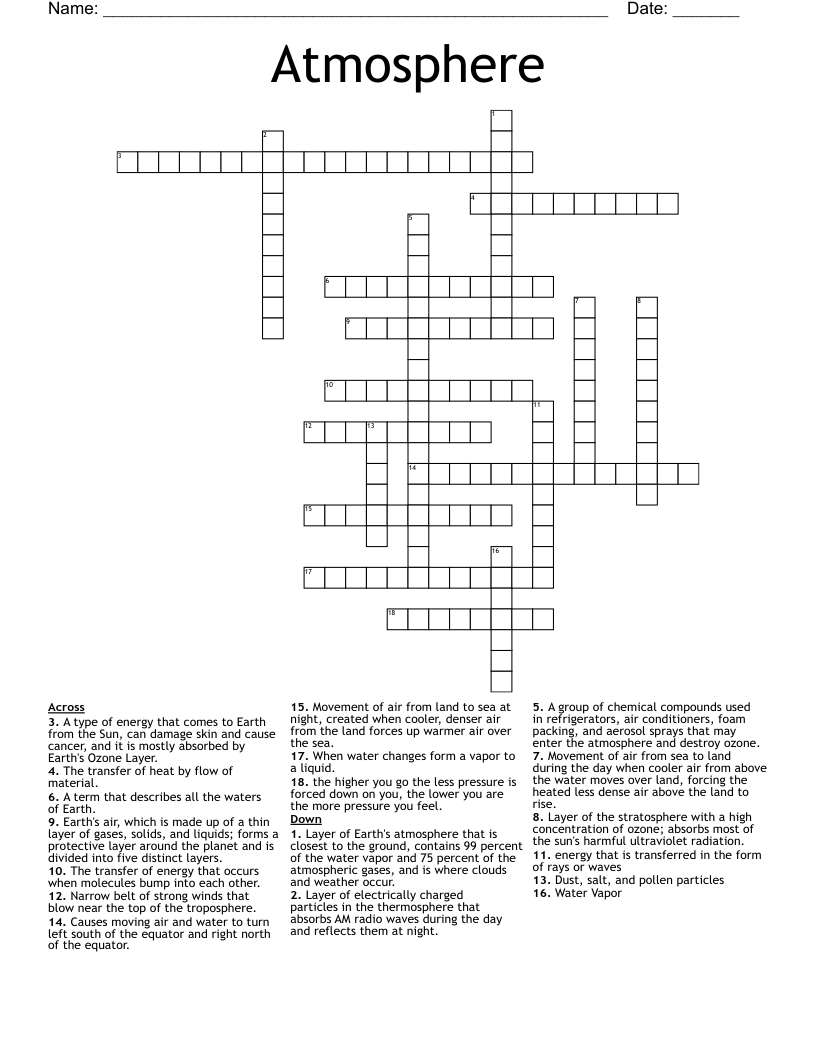 Atmosphere Crossword