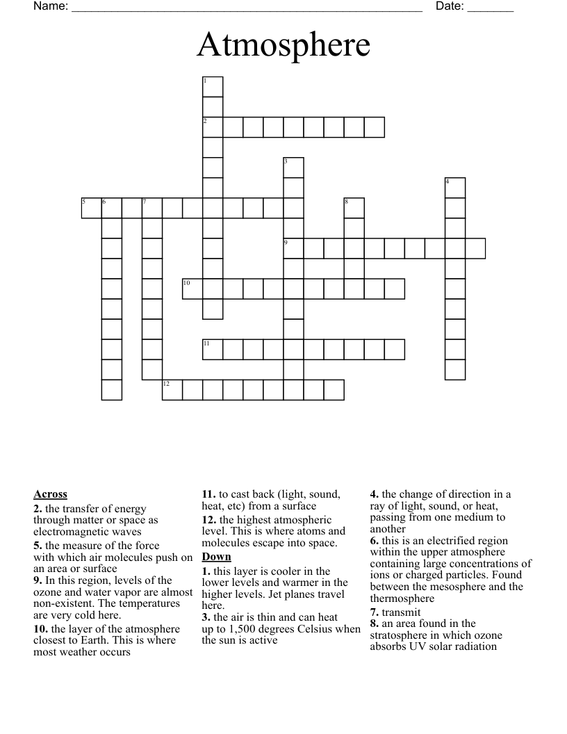 Atmosphere Crossword
