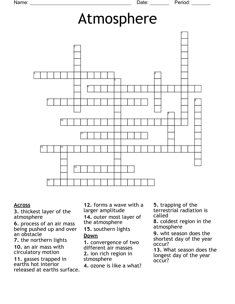 Atmosphere Crossword