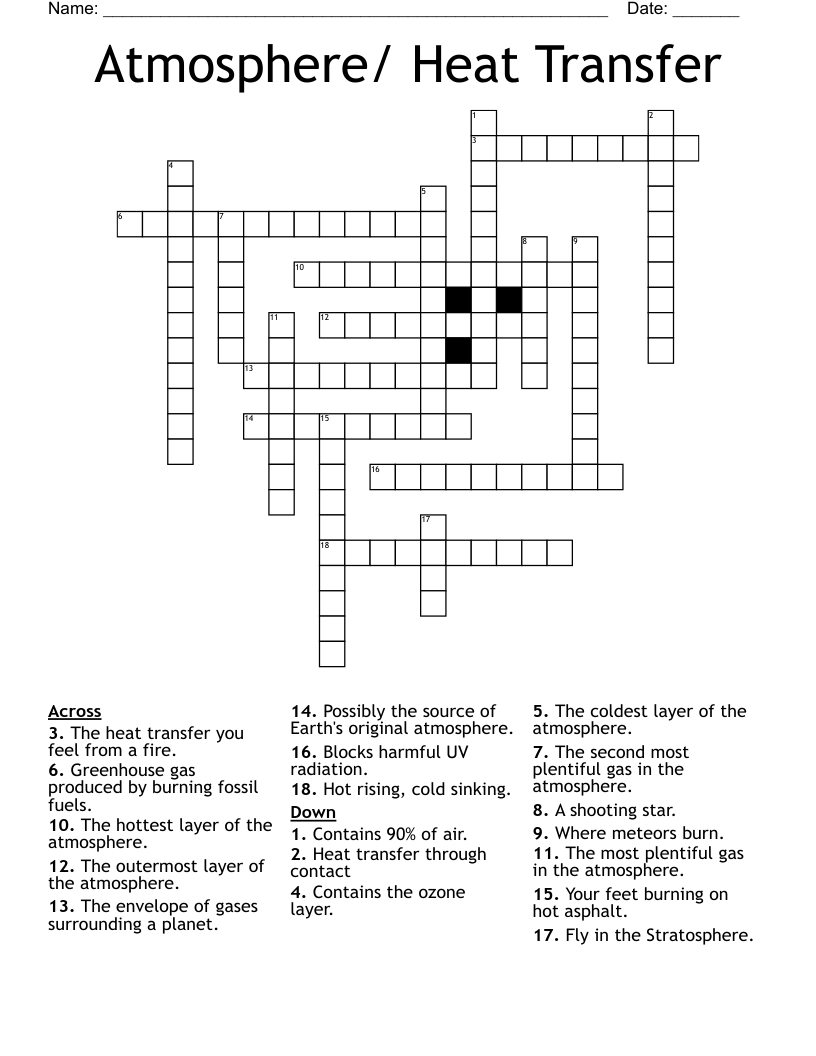 Atmosphere/ Heat Transfer Crossword