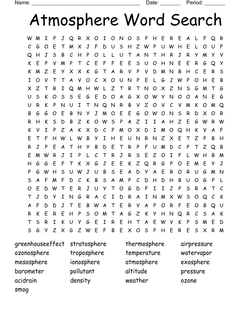 Atmosphere Word Search