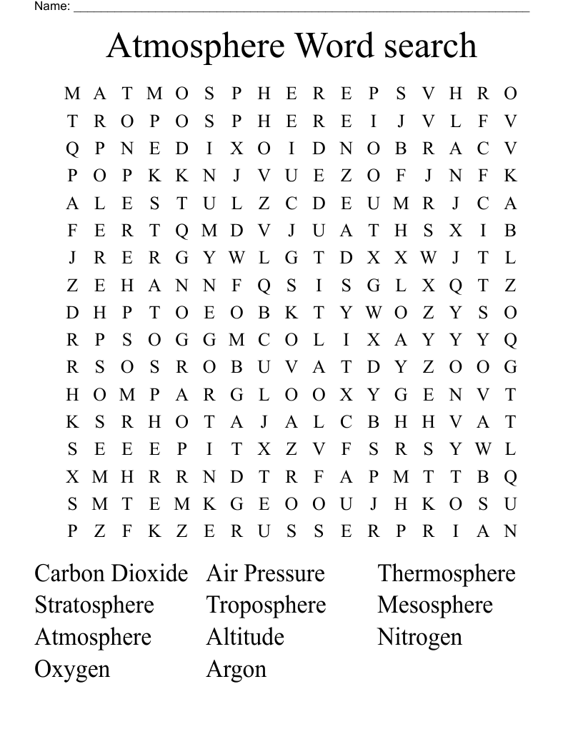 Atmosphere Word search