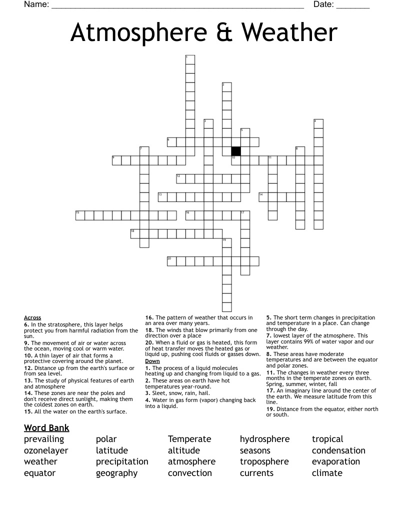 Atmosphere & Weather Crossword