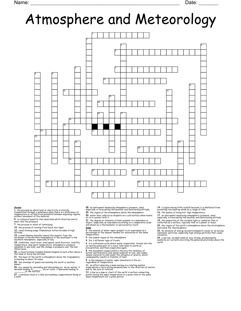 Atmosphere and Meteorology Crossword