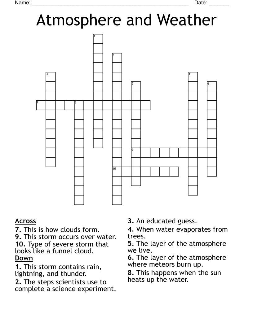 Atmosphere and Weather Crossword