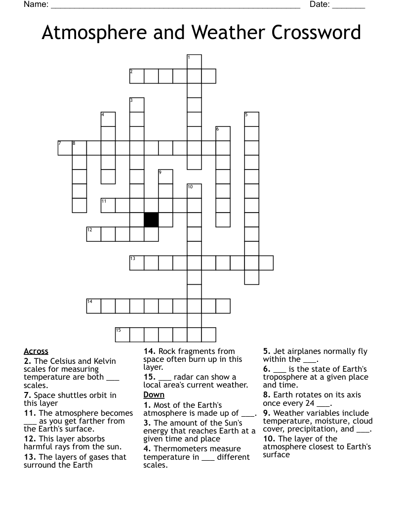 Atmosphere and Weather Crossword