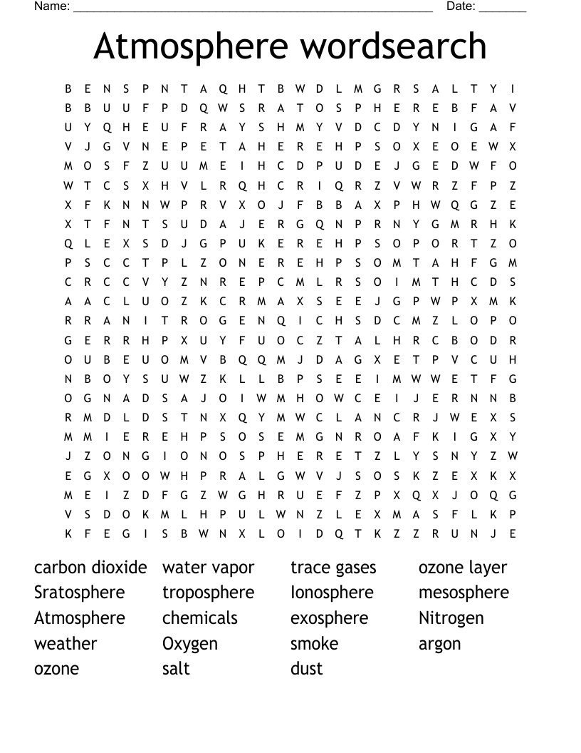 Atmosphere wordsearch