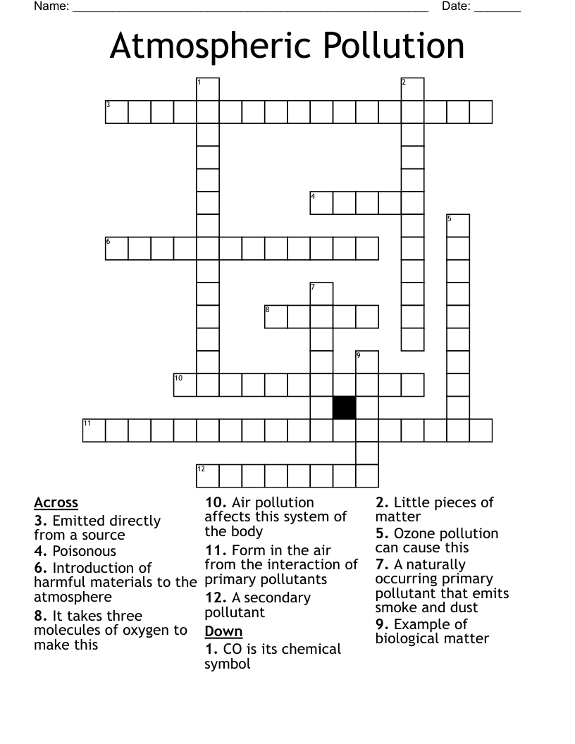 Atmospheric Pollution Crossword