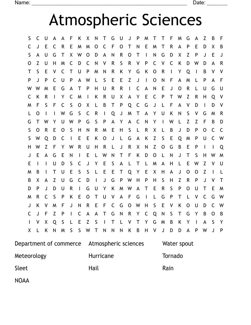 Atmospheric Sciences Word Search