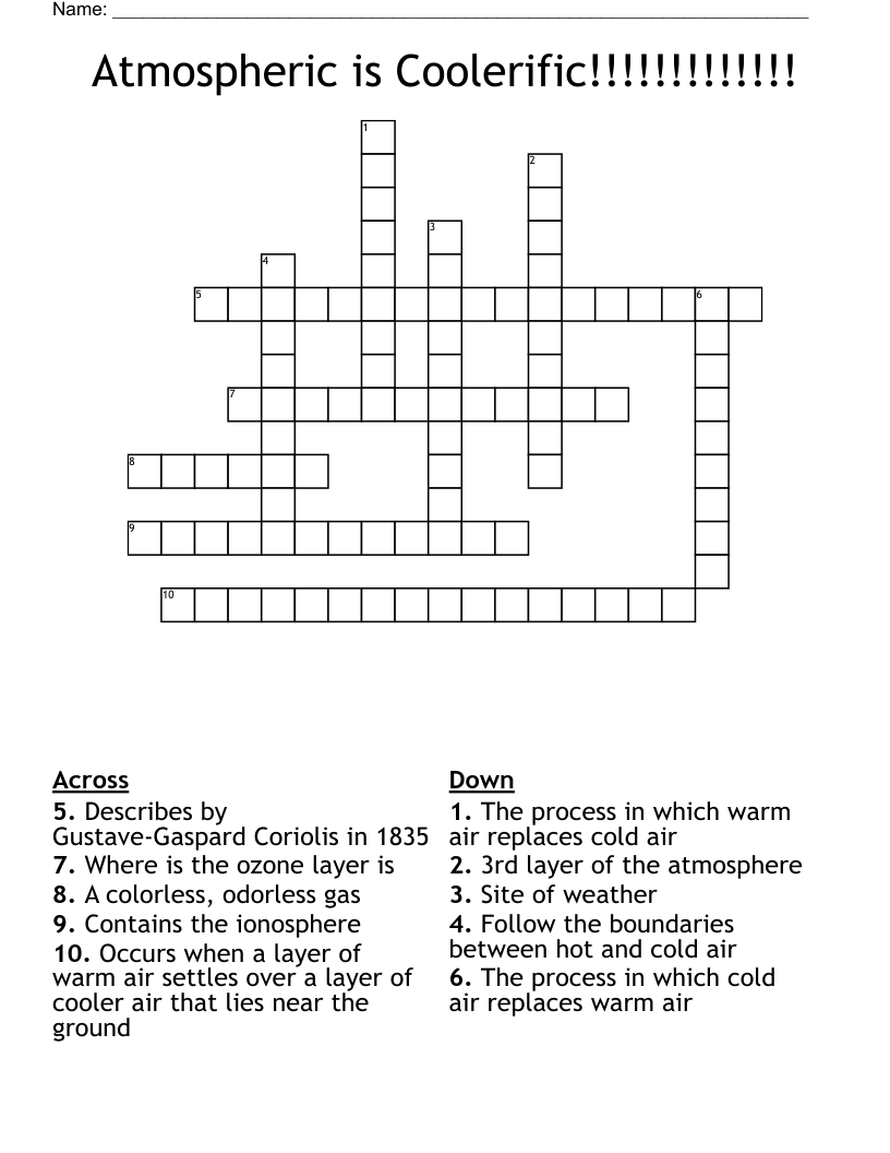 Atmospheric is Coolerific!!!!!!!!!!!!! Crossword