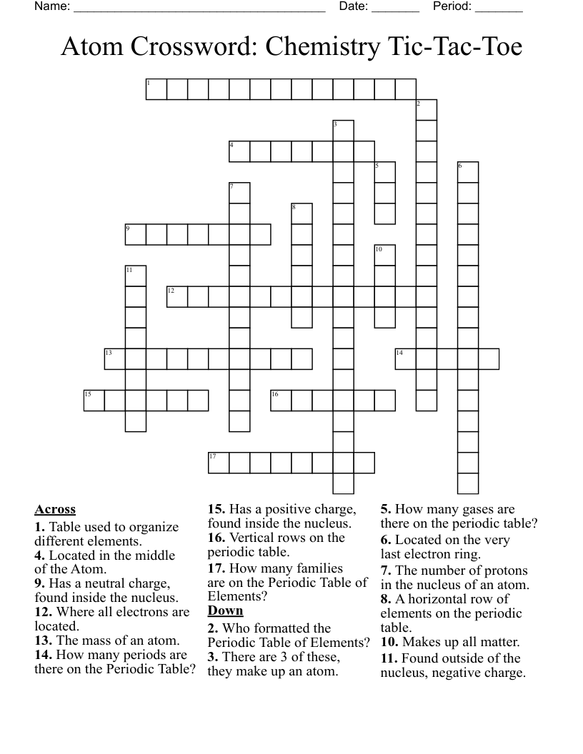 Atom Crossword: Chemistry Tic-Tac-Toe