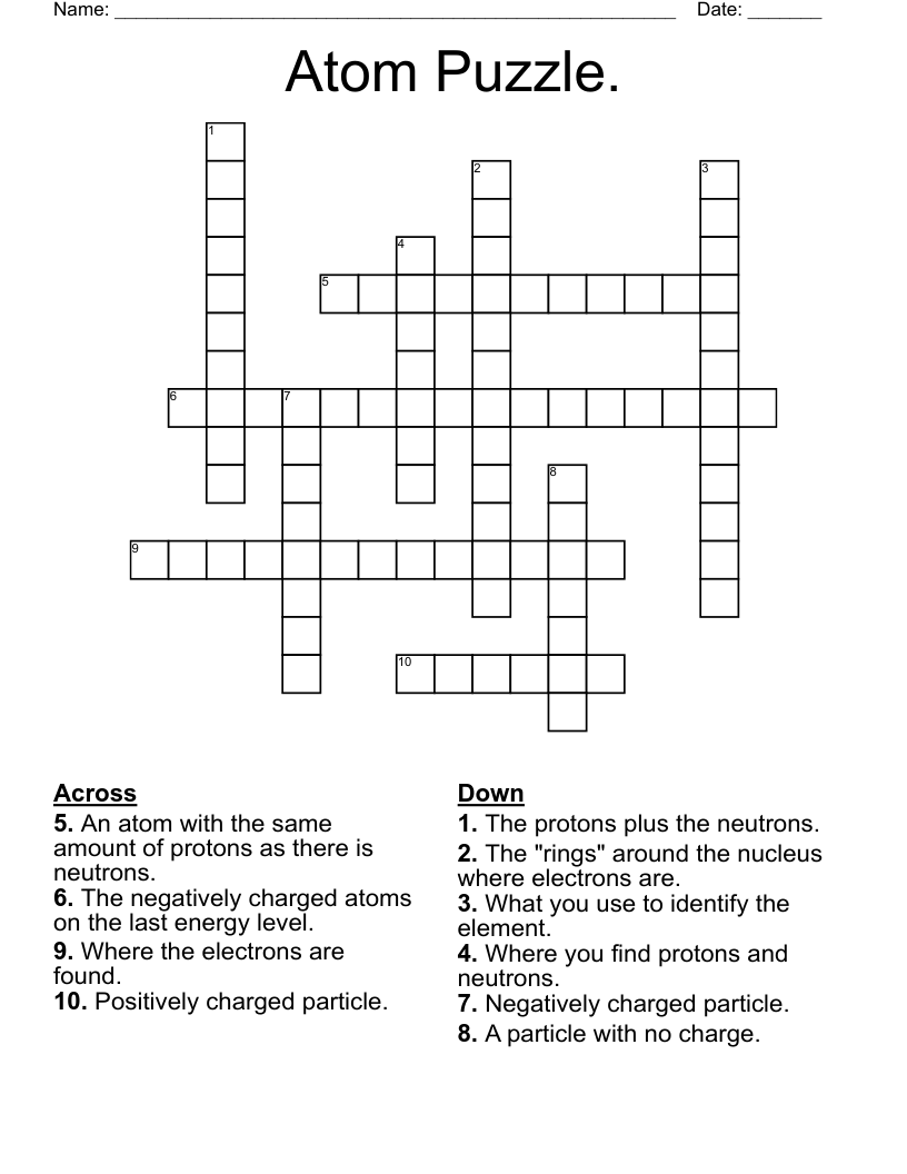 Atom Puzzle. Crossword