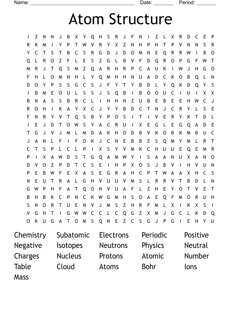 Atom Structure Word Search
