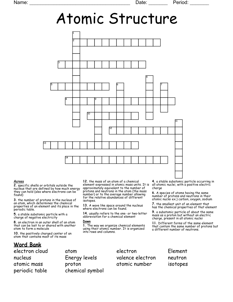 Atomic Structure Crossword