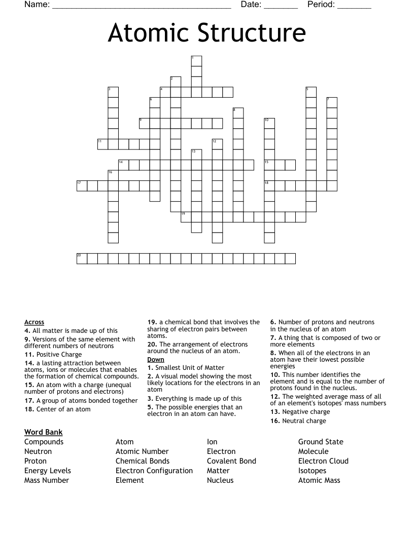 Atomic Structure Crossword