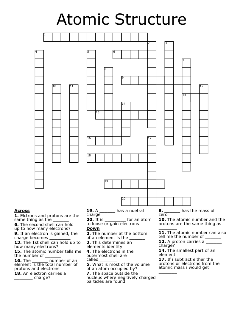 Atomic Structure Crossword