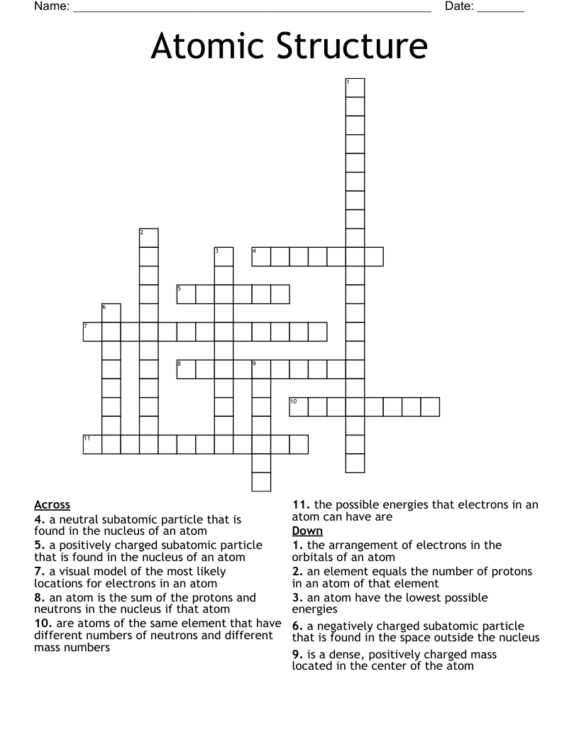 Atomic Structure Crossword