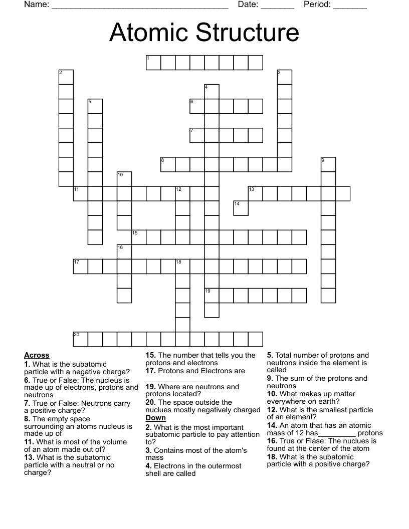 Atomic Structure Crossword