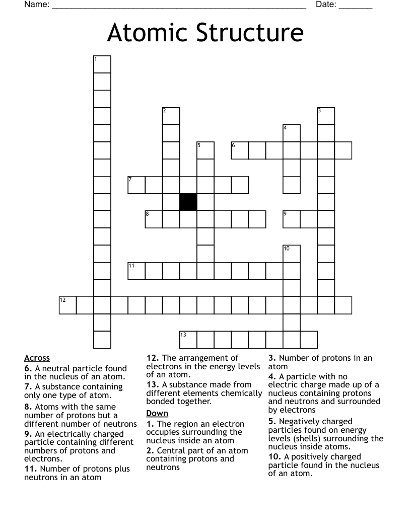 Atomic Structure Crossword